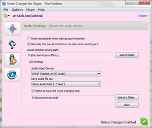 Skype Voice Changer Screenshot Option